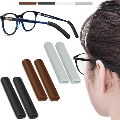 3 Pairs Silicone Glasses Ear Cushion, Eye Glasses Ear Grippers Anti Slip, Rubber Ear Pieces Non Slip, Soft Eyeglass Ear Cushions for Pain, Temple Sleeves Tips Ear Pads for Preventer (Multicolor)
