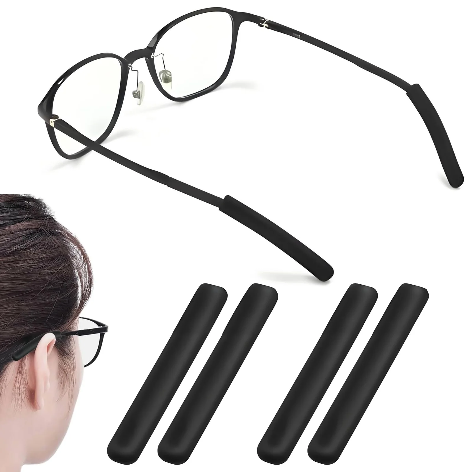 6Pcs Silicone Glasses Ear Cushion Eye Glasses Ear Grippers Anti Slip Glasse US 2