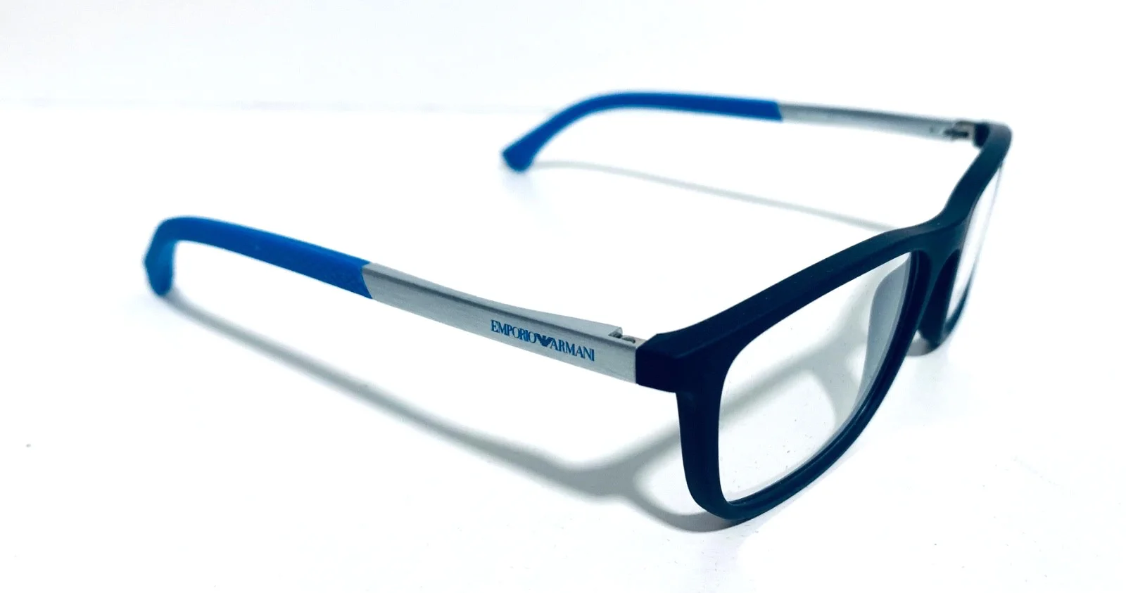 EMPORIO ARMANI EA 3069 5650 BLUE RUBBER SILVER EYEGLASSES RX 53-17-140 MM W/CASE 2