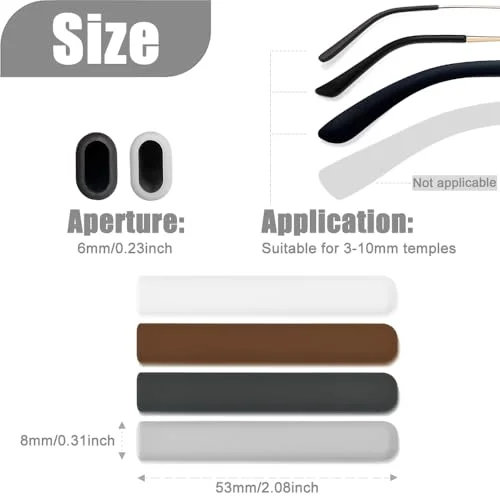 IYOOH 3 Pairs Silicone Glasses Ear Cushion, Eye Glasses Ear Grippers Anti Slip, Rubber Ear Pieces Non Slip, Soft Eyeglass Ear Cushions for Pain, Temple Sleeves Tips Ear Pads for Preventer (Black) 2