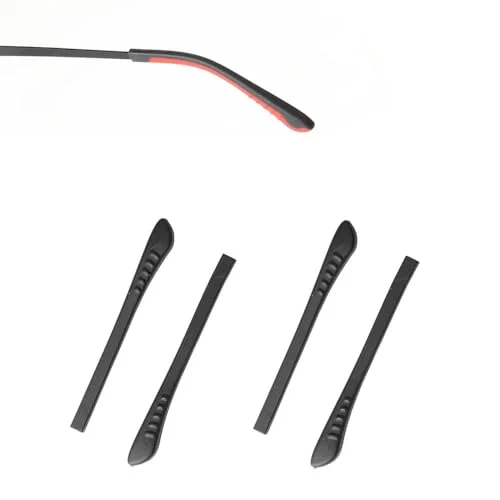 LCLONY Eyeglass Replacement Rubber Eyeglass End Tips Square Hole Ear Sock Pieces Tube Sleeve Eyeglass Temple End Tips Soft Anti Slip for Thin Eyeglass Legs 2 Pairs (Black)