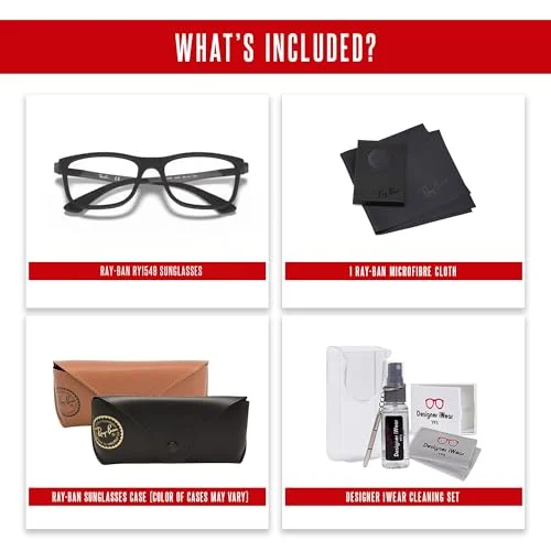 Ray-Ban Kids Eyeglasses Frames RB1549 3633 Matte Black Rubber Gunmetal 48-16-125 2