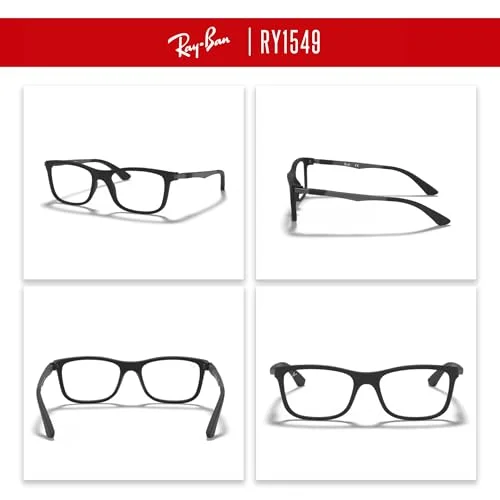 Ray-Ban Kids Eyeglasses Frames RB1549 3633 Matte Black Rubber Gunmetal 48-16-125 3